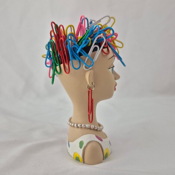 Bad Hair Day Paperclip Holder Lady Head Magnetic - Picture 4 of 14